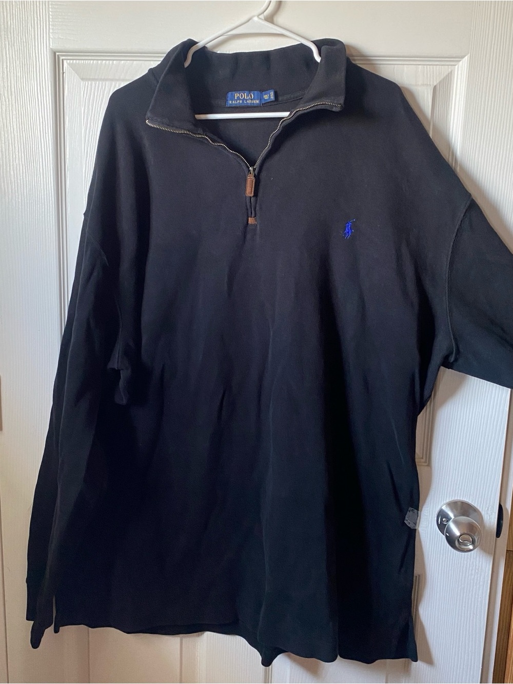 Polo Ralph Lauren pullover sweater Men 3XLT tall Black 1/4 Zip mock neck Pony